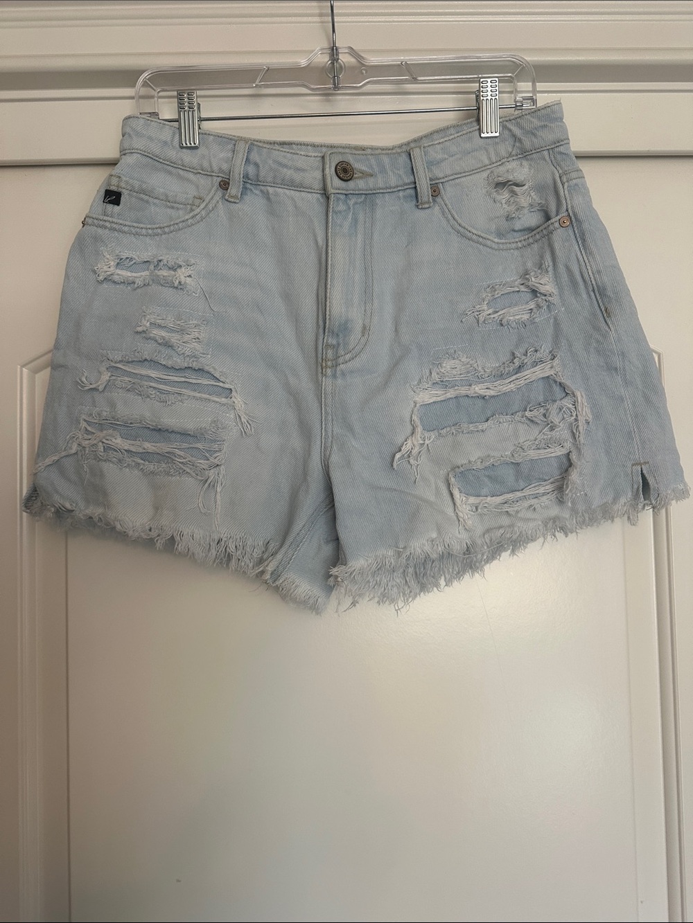 KanCan Light Wash Distressed Denim Shorts